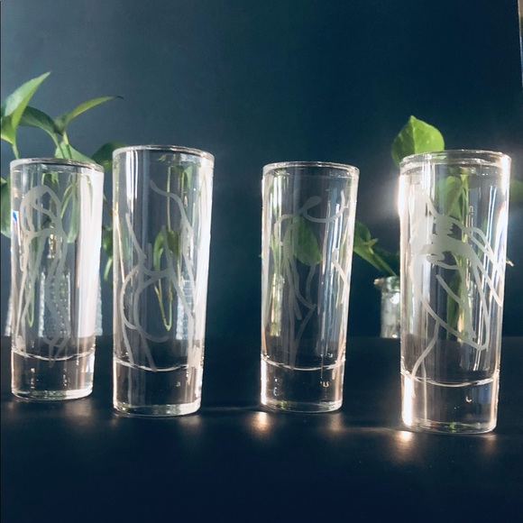 Female Line Art Etched Shot Glasses set of 4 - Picture 9 of 10